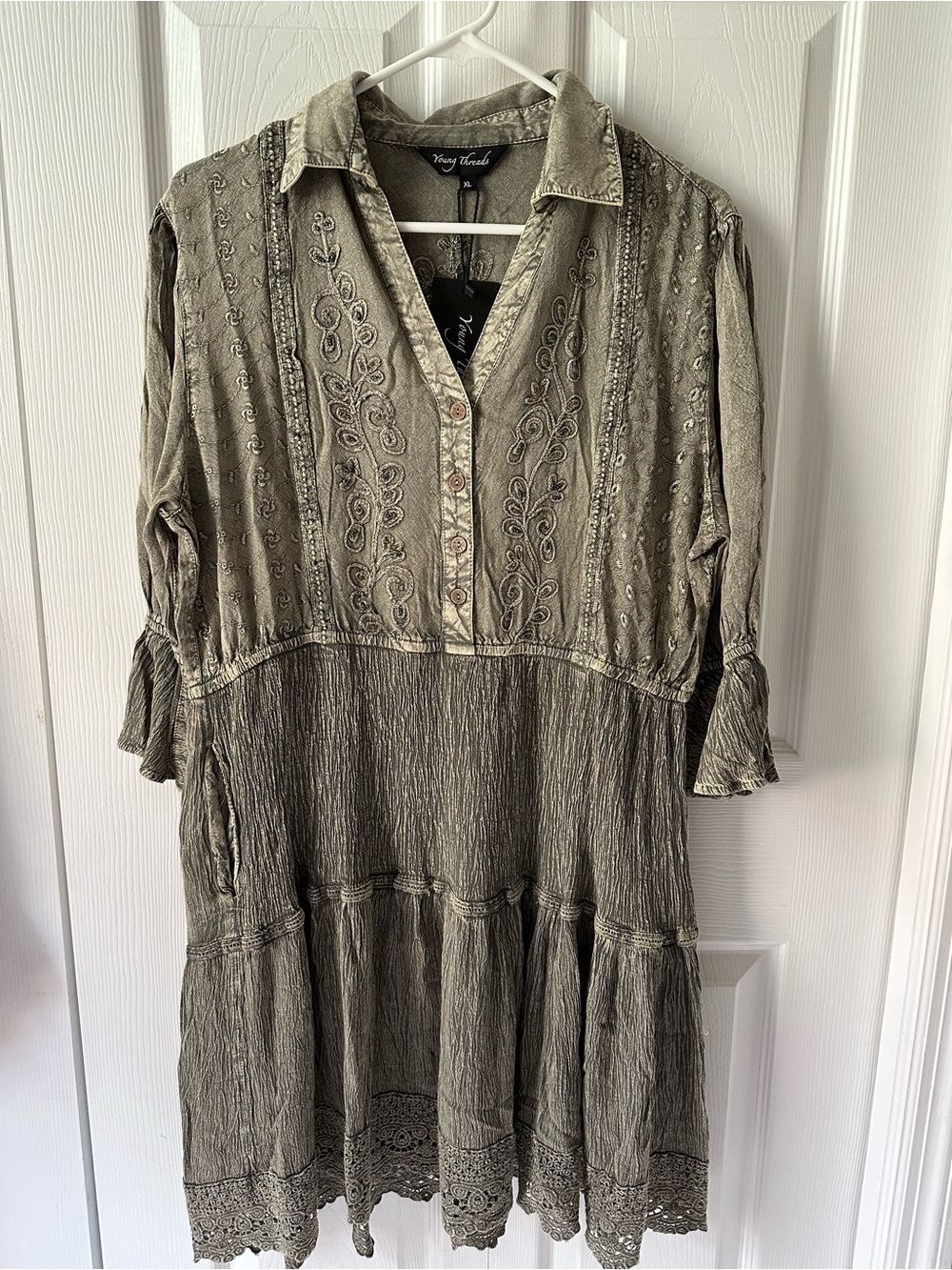 229 Young Threads NWT Gravel Embroidered Dress